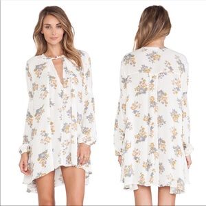 Free People Retro Print Swing Tunic Dress Gardenia